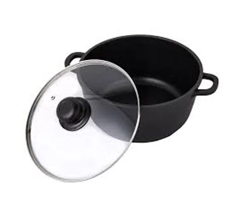 Black Casserole Pots With Glass Lid - EMP Cookware